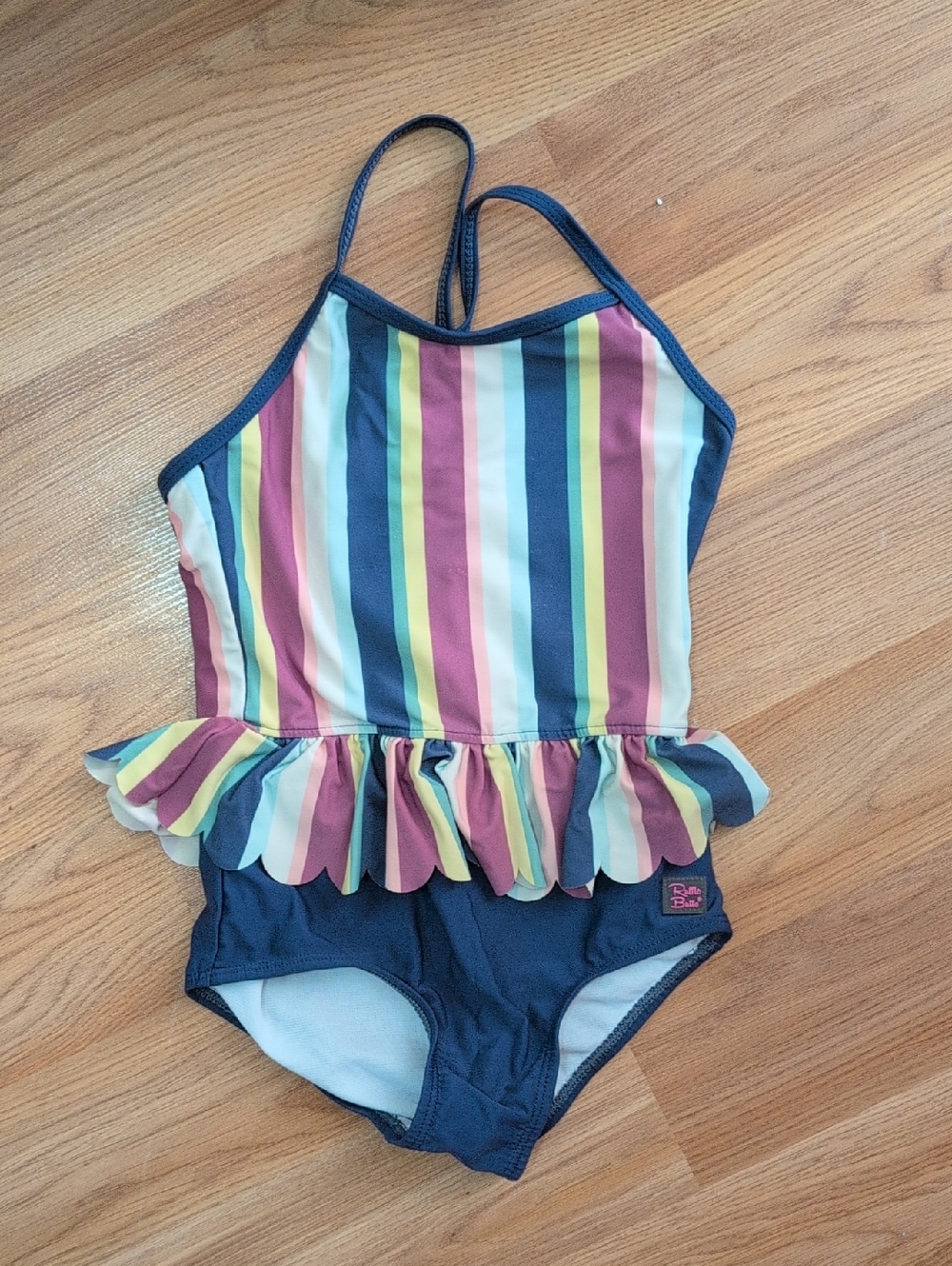 Kids Navy Stripe Ruffle One-Piece Swimsuit - Ruffle Butts